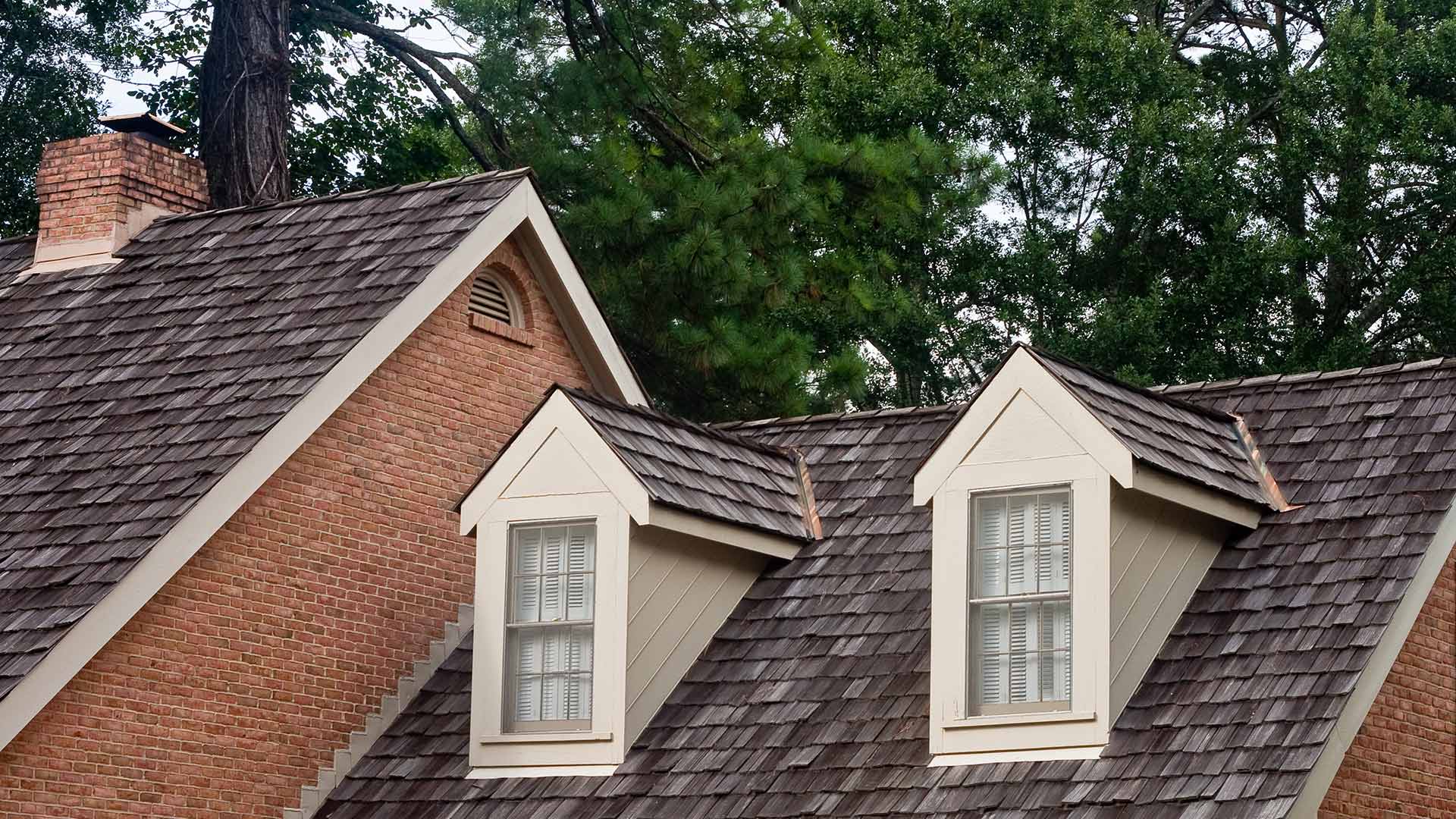 brown shingle roof with trees behind baton rouge la